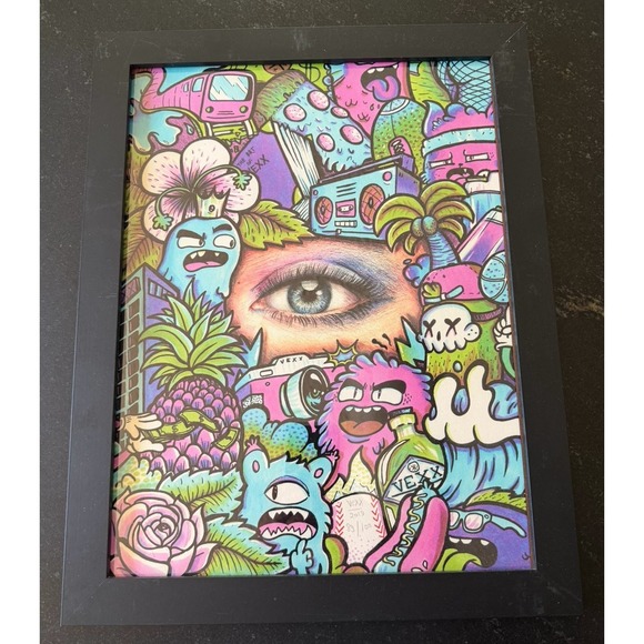 Other - Vexx Eye Doodle Limited Edition Print Signed 89/100 Framed 14x18 Pop Art Street
